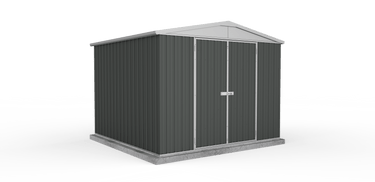 Absco 3.00mW x 2.92mD x 2.30mH Double Door Highlander Garden Shed - Woodland Grey - Shed City